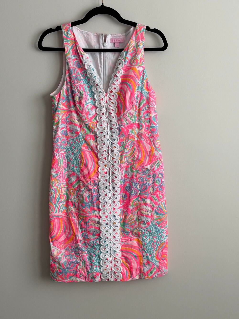 Lilly Pulitzer Ryder Shift Dress Multi Swiss Fish Size 4